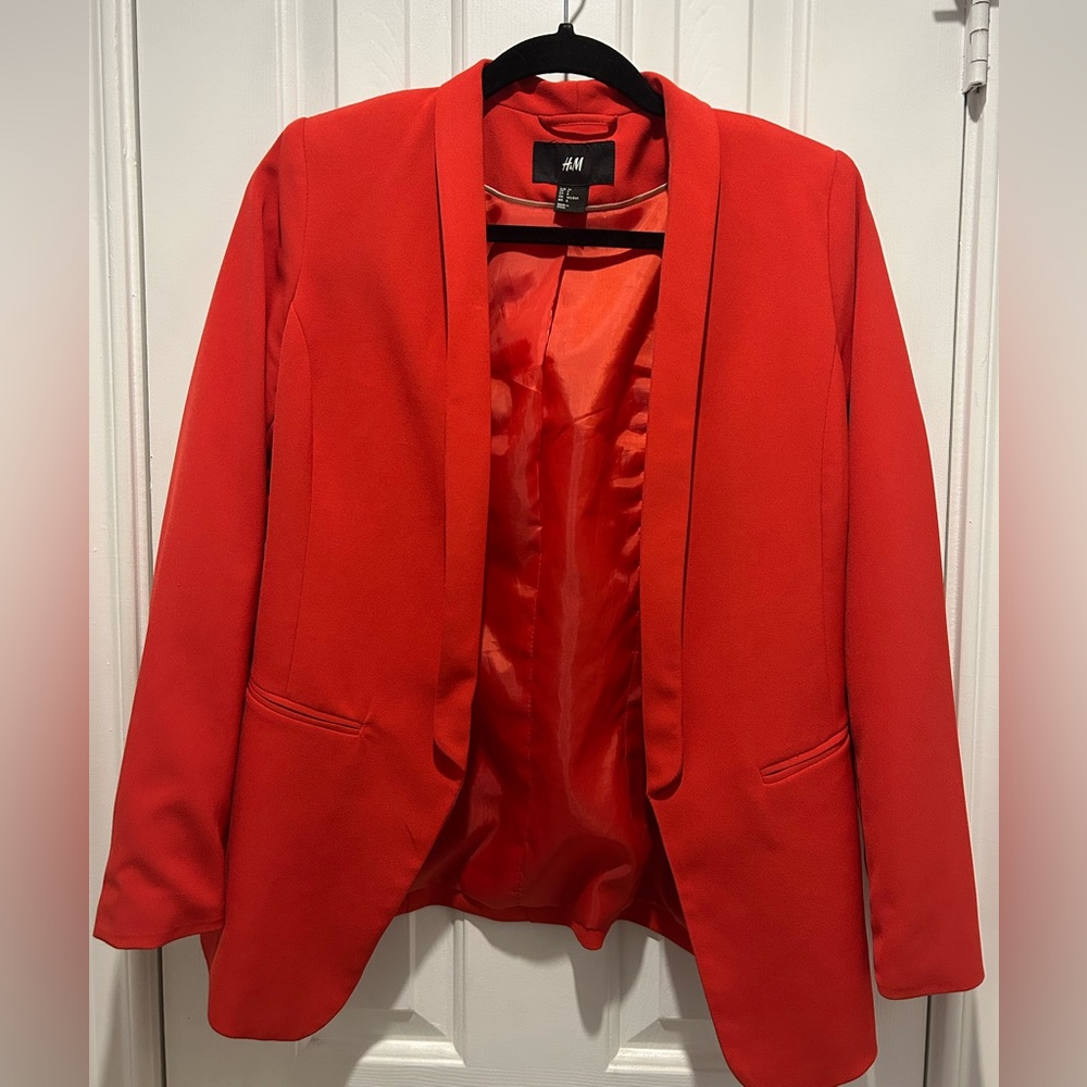 H&M Red Blazer Suit Jacket Classic Design